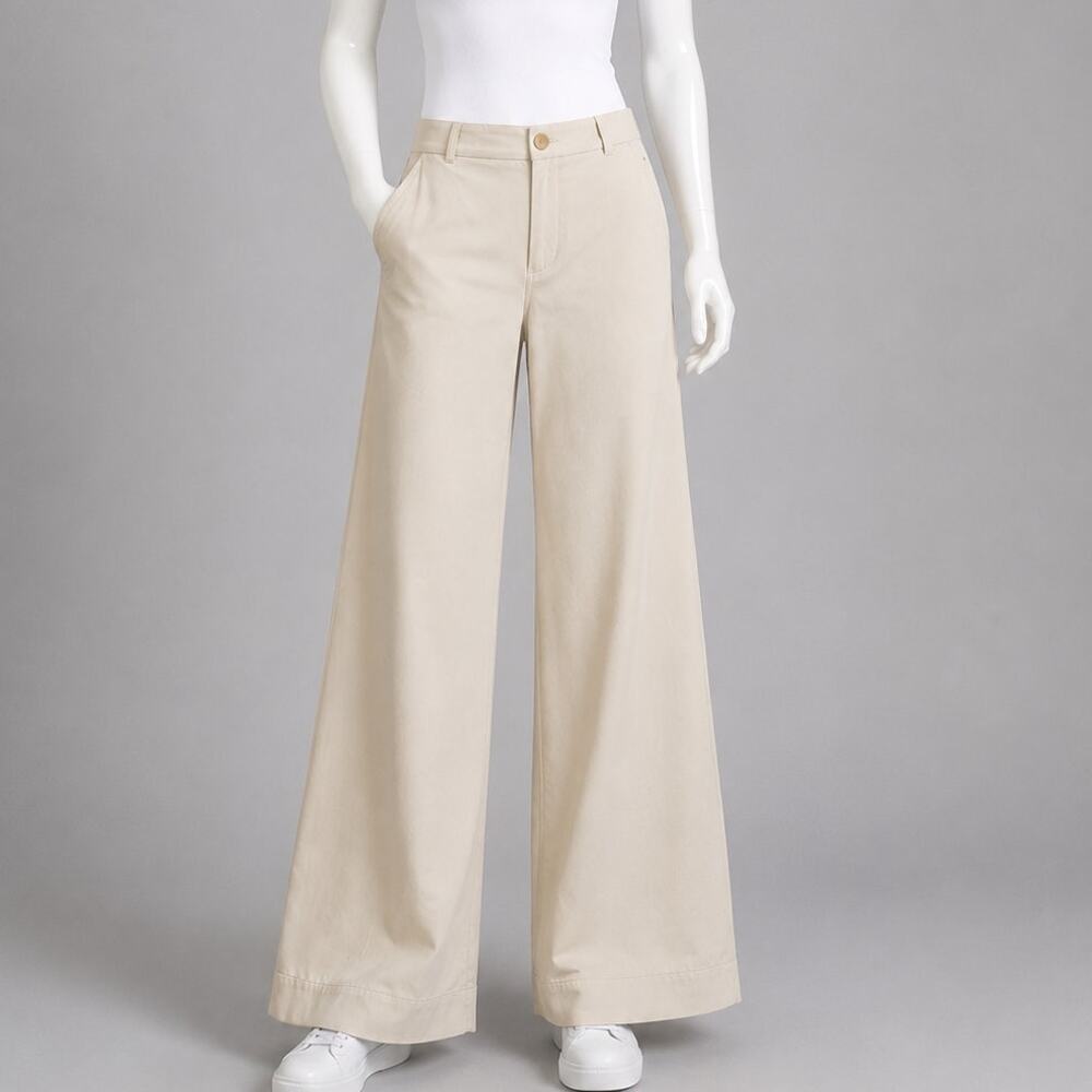 SPANX Wide Leg Flare Pants 26x29 Beige Pull On Stretch Women’s Medium boho